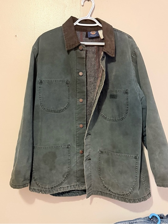 Dickies Other - Dickies Olive Green Canvas Work Jacket with Brown Corduroy Collar